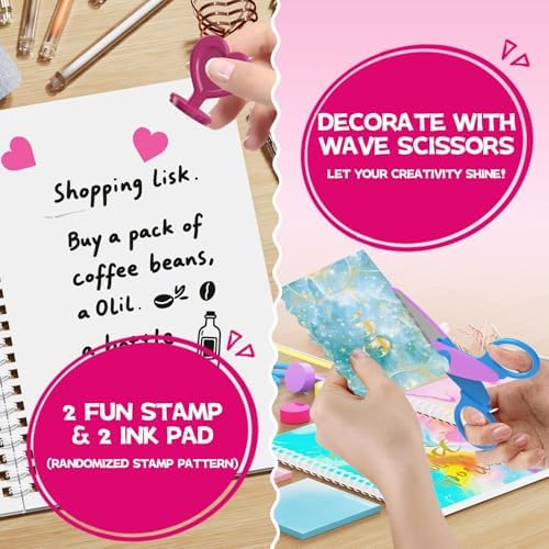 SUPMANGO 2-Pack DIY Journal Kit for Girls Ages 8-14,DIY Journal Set Stationary Birthday Gifts Ideas for Girls,Art Crafts for Tween Kid Scrapbook & Diary Supplies Set - Image 4