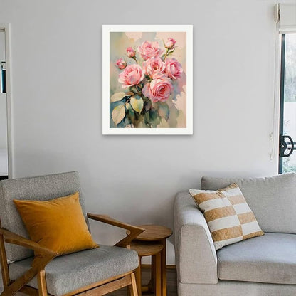 Pink Roses Bloom Paint by Numbers Kit for Adults - DIY Flowers Painting on Rolled Canvas 16x20 Inches, Acrylic Paint Set, Suitable for Beginners, for Home Decoration or Presents - Image 5