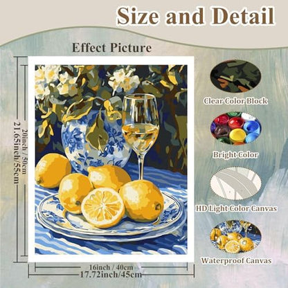 Paint by Numbers Kit for Adults Lemons, Adult Paint by Number Kits 16x20 in - Image 4