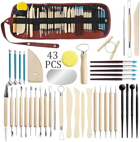 LINPHCEY 43Pcs Clay Sculpting Tools Set Perfect for Polymer Air Dry Modeling Clay Beginners & Professionals Ideal for DIY Pottery & Ceramics Tools for Clay Sculpey Sculpting & Crafting by LINPHCEY