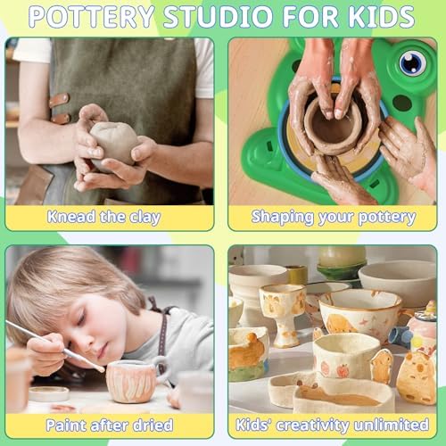 Aujazyble Pottery Wheel for Kids - Complete Pottery Painting Crafts Kit Toy - Image 5