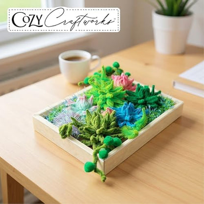 WeVeel Cozy Craftworks Chenille Stem Flower & Succulent Craft Kit for Adults – Create a Wildflower Bouquet and Succulent Box Garden – Relaxing DIY Botanical Arts & Crafts Set - Image 5