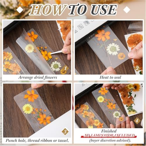Fuyoooo 376 Pcs Pressed Flower Bookmark Kit,Orange Yellow,2 x 6 Inch - Image 4
