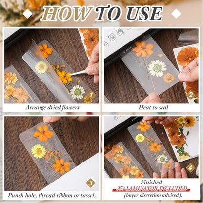 Fuyoooo 376 Pcs Pressed Flower Bookmark Kit,Orange Yellow,2 x 6 Inch - Image 4
