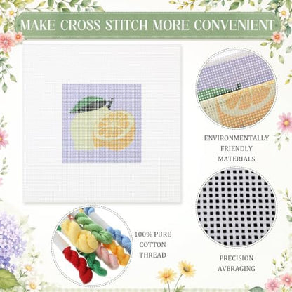 Chumia 3 Pcs Fruit Needlepoint Canvas Kit for Adult 13ct 8" x 8" - Image 3