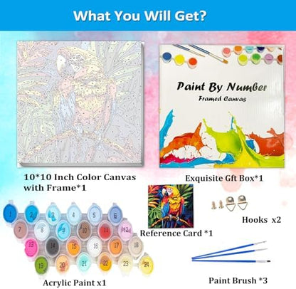 Artunion Framed Paint by Numbers Kit for Adults Beginners & Kids Ages 8-12,Colorful Parrot Paint by Number with Frame,Bird Paint by Numbers Kit on Canvas 10 * 10 Inch Without Easel - Image 3