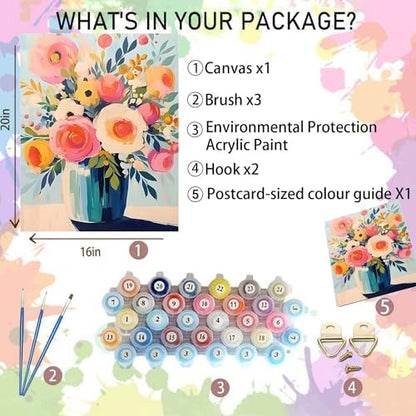 Arttoplus Flower Paint by Numbers Kit for Adults Beginner 16x20 inch - Image 2