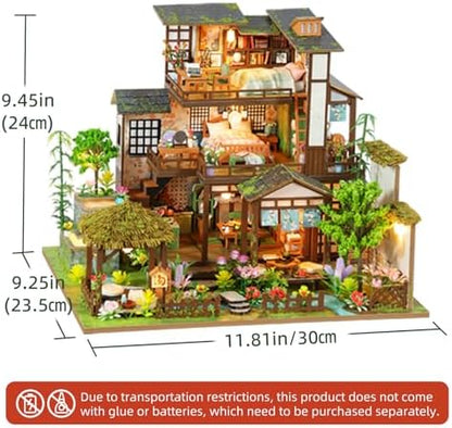 DIY Miniature House Kit with LED Lights, Bamboo Spring Courtyard Wooden Mini House Building Kit for Adults & Teens, Creative Crafts for Women, Friends & Hobbyists - Image 6