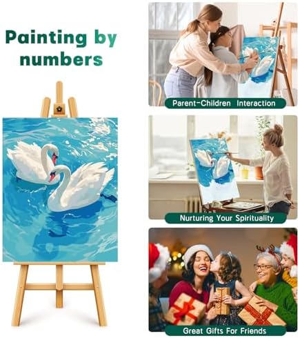 Possoco Paint by Numbers Kit for Adults Beginner, Pure Swan Easy Adult Paint by Number Kits on Canvas, DIY Acrylic Watercolor Oil Paint by Number for Adults Teens for Home Decor Gift 16x20 Inch - Image 6