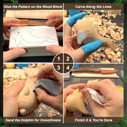TEKCHIC Wood Carving Kit for Beginners Whittling Knife Kit - Image 5