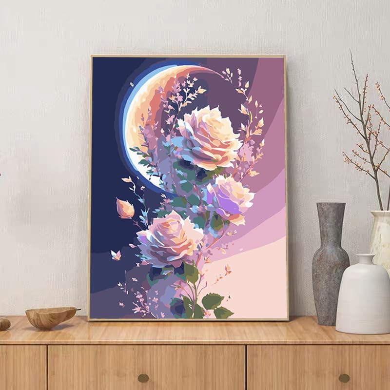 ZRIZQ Paint by Numbers Kit for Adults Beginner,Flowers Moon,16x20 - Image 7
