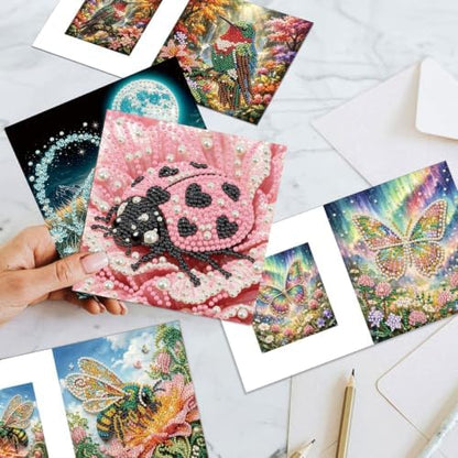 Artiphile DIY Pearl Art Painting Greeting Card Set Crafts Decor 6-Piece Foldable Cards Kit with Envelopes and Tools for Holiday Wishes Adult Crafting Project-Insect - Image 7