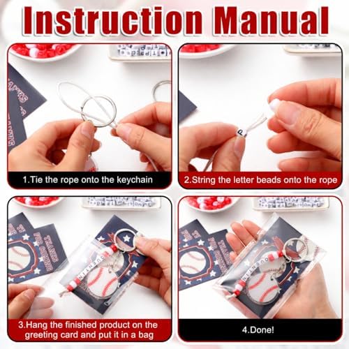 Suncalla 984 Pcs 24 Set Baseball Keychain Making Kit DIY Craft Ball Bag Tag - Image 3
