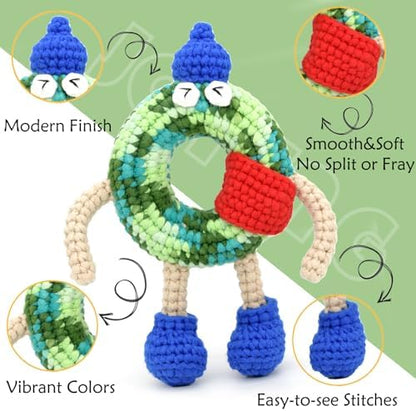 4 Pack Rainbow Beginner Crochet Yarn for Crocheting and Knitting Multicolor Cotton Crochet Yarn for Beginners with Easy-to-See Stitches Cotton-Nylon Blend Easy Yarn for Beginners(Green Tone) - Image 5