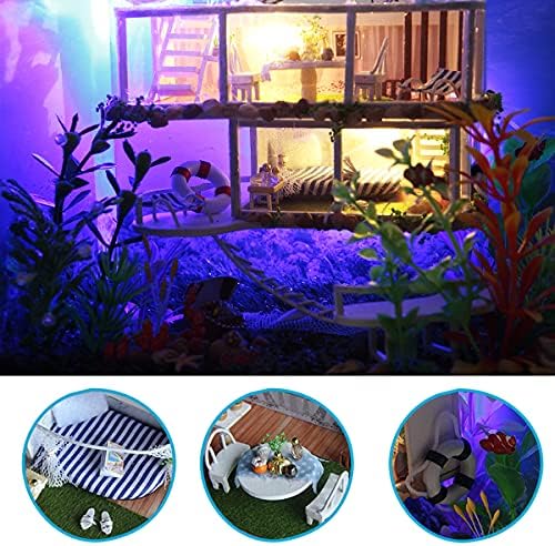 GuDoQi DIY Miniature Dollhouse Kit, Tiny House kit with Furniture and Dust Proof, Miniature House Kit 1:24 Scale Beachside Bungalow, Great Handmade Crafts Gift for Birthday Christmas Day - Image 3