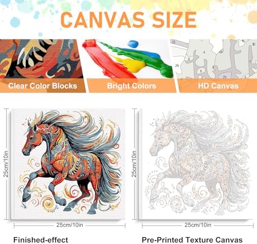Offito Framed Paint by Numbers Kit for Adults Beginners, Horse - Image 3