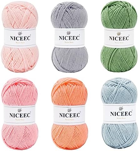 NICEEC 300g Soft Assorted Colors Yarn 100% Acrylic 870yds -Series 10 by NICEEC