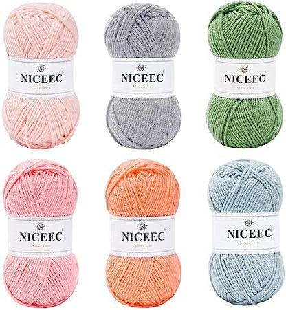 NICEEC 300g Soft Assorted Colors Yarn 100% Acrylic 870yds -Series 10 by NICEEC