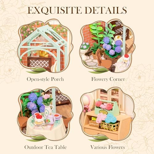 Rolife Super Creator-DIY Plastic Miniature House for Adults, Mini Blocks Model Kit Building Set for Teens 8-12, DIY Crafts/Hobbies/Building Blocks Toys for Teens&Adults (Blooming Tea Garden) - Image 6