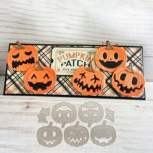 5Pcs Funny Pumpkin Die Cuts for Card Making, Halloween Dies for DIY Scrapbooking Photo Album Decorative Embossing Paper Dies for Card Making Templated by Unknown