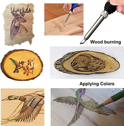 72Pcs Wood Burning Kit, Wood Burning Tool with Soldering Iron, Wood Carving Kit, Woodburner Temperature Adjustable with Soldering Iron Set, Pyrography Wood Burning Pen, Woodburning Carving - Image 5