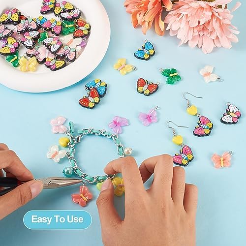 FASHEWELRY 48Pcs Resin Butterfly Charms Mixed Color Butterfly Earring Charms Colorful Insect Wing Bracelet Charm for Jewelry Making Crafts - Image 3