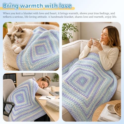Coopay Crochet Blanket Kit for Beginners w/Step-by-Step Instructions - Image 6