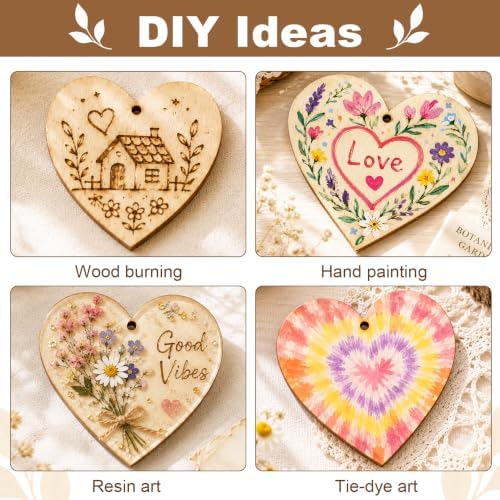 25PCS Wood Hearts for Crafts, 4" Unfinished Wood Heart Plaques - Image 4