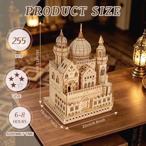 3D Wooden Puzzles for Adults, DIY Dreamy Castle Model Kit with Spark Light - Image 2