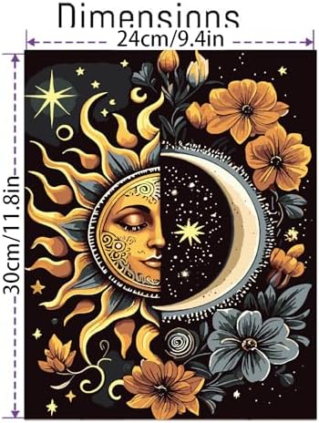 Celestial Body Paint by Numbers Kit for Adults Beginner with Framed,Sun and Moon Easy Adult Paint by Number Kits on Canvas DIY Painting for Beginners Art by Numbers for Home Wall Decor 10x12 Inch - Image 4
