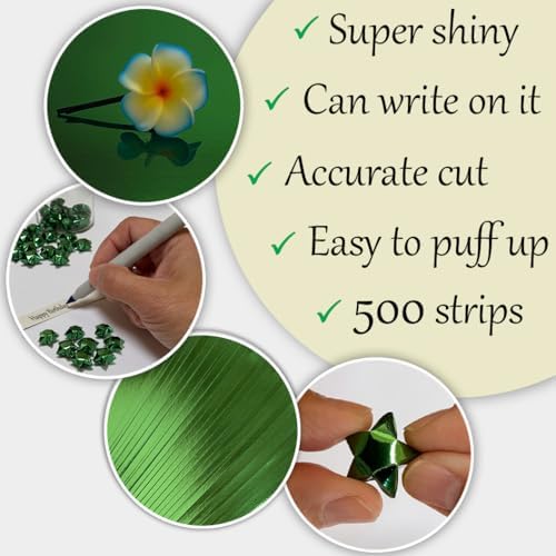 500-Strips Green Foil Paper Strips for Making Origami Stars, Lucky Stars, Puff Stars. Reflective Mirror Shiny Paper Strips, 0.5 x 11 inch. (Green Foil, 500) - Image 2
