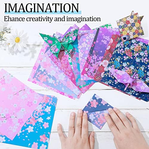 Lincia 480 Pieces Origami Paper Kit Japanese Washi 6 Inch Square Double Sided Sheet 32 Vivid Colors Sakura Cherry Flowers Colors for Hand Crafts Project Creativity Scrapbook Paper Beginner - Image 4
