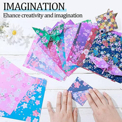 Lincia 480 Pieces Origami Paper Kit Japanese Washi 6 Inch Square Double Sided Sheet 32 Vivid Colors Sakura Cherry Flowers Colors for Hand Crafts Project Creativity Scrapbook Paper Beginner - Image 4