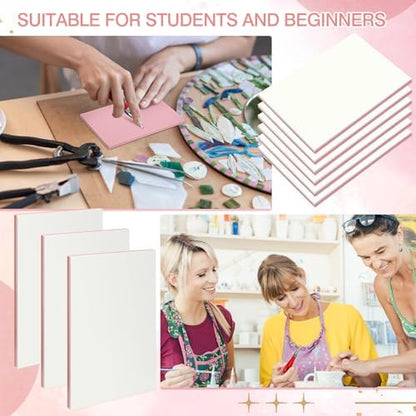 Frienda 50 Pack Rubber Carving Blocks 4 x 6 Inch, Rubber Stamp Carving Blocks for Printmaking, Printing, DIY Craft Project, Soft Block Stamp for Beginners and Professional (White & Pink) - Image 6