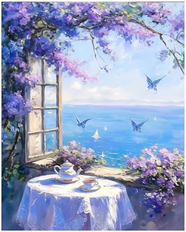 AUKELHJ Paint by Numbers Kit for Adults Beginner, Window View, 16x20 Inch by Unknown