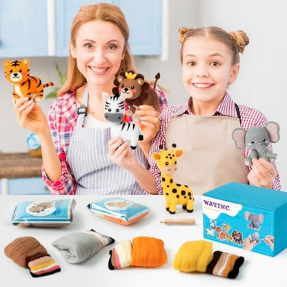 WATINC Needle Felting Kit - 5 Set Unique Different Cute Doll Wool Felt Needle Tools Foam Pad Instruction, DIY Home Decoration Craft Party Supplies for Art Work Starter Beginners (Wild Animal) - Image 6