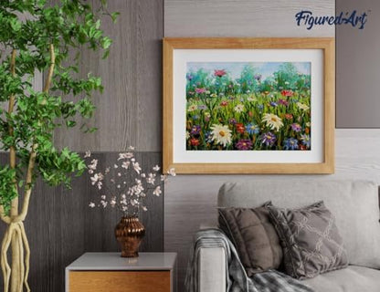 Figured'Art Paint by Numbers Kit for Adults Flowers in The Countryside 16"x20" - Craft Art Painting Rolled Canvas with DIY Wooden Frame - Image 4
