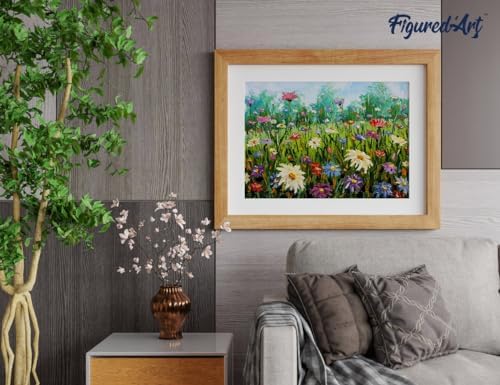 Figured'Art Paint by Numbers Kit for Adults Flowers in The Countryside 16"x20" - Craft Art Painting DIY Kit Rolled Canvas Without Frame - Image 4