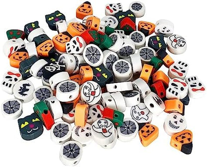 100 Pcs Polymer Clay Beads Mixed Heishi Spacer Beads Supplies for DIY Bracelet Earring Necklace Jewelry Making (Halloween-2) by PEVOGON