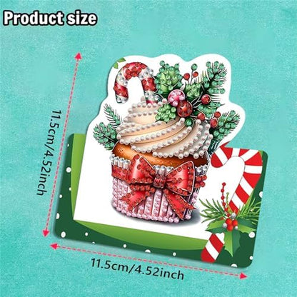 6 pack 3D Christmas Diamond Painting Greeting Cards Kit,Cup Diamond Art Birthday Cards with Envelopes,DIY Thank You Card Making Craft for Adults,Handmade Greeting Card Supplies Gift Idea (Christmas cup) - Image 2