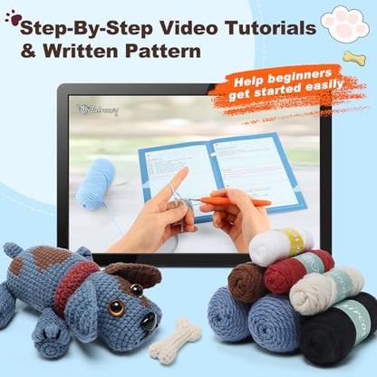 Faircosy Animal Crochet Kit for Beginners Adults: Learn to Crochet Starter Kits with Detailed Video Tutorials - DIY Crochet Cute Dog Kit for Women Men - Image 5