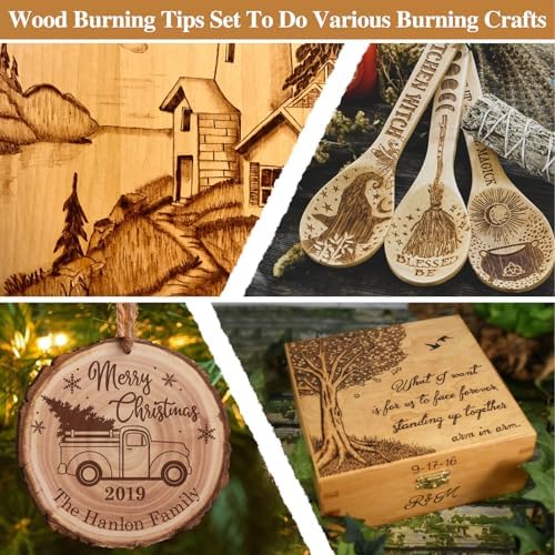 62Pcs Wood Burning Tips, Professional Wood Burning Pen Tips & Stencils Set - Image 4