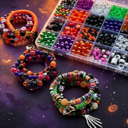 Halloween Beads Bracelet Kit, Pumpkin Skull Beads for Jewelry Making - Image 2