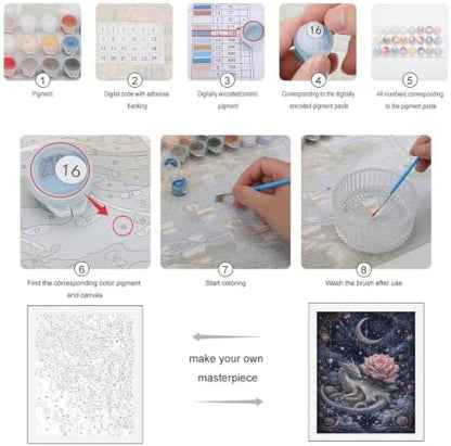 Bozfoxa Paint by Numbers Kit for Adults Beginner Silver Rose Dragon - Image 4