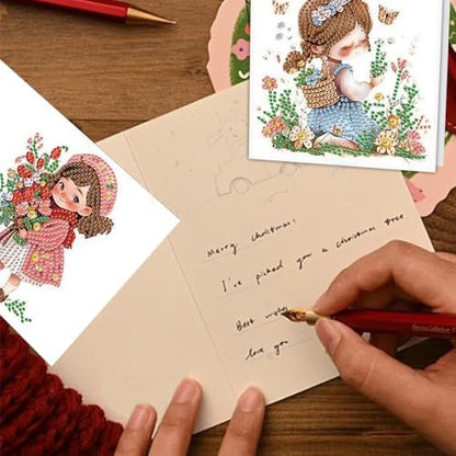 TDFERAN Diamond Painting Blank Cards Set of 6 Greeting Cards Flower Fairy Wedding Greetings Card Birthday Greeting Sympathy Thinking of You Watercolor Happy Holiday Card - Image 7
