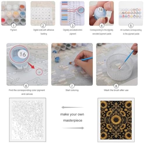 Bozfoxa Paint by Numbers Kit for Adults Beginner Golden Sunflower - Image 3