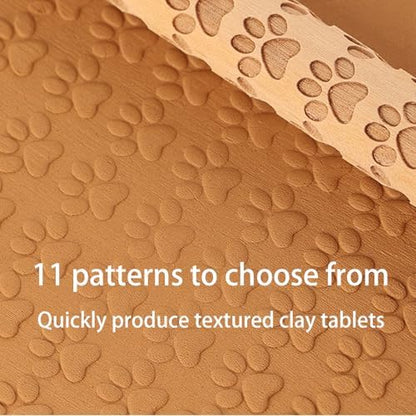 11-Pc Wood Texture Roller Set – Embossed Pattern Clay Rolling Pins & Carved Stamps for Handbuilding Pottery DIY Art Crafts (11 Wooden Texture Sticks) - Image 5