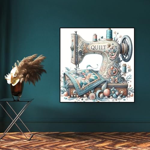 Sewing Machine Stamped Cross Stitch Kits - Vintage Sewing Machine Counted Cross Stitch Kits for Adults, Needlepoint Cross-Stitch Patterns Dimensions Needlecrafts Embroidery Kits 13.7x13.7 Inches - Image 7