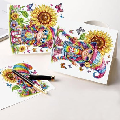 antor 6 Pcs 5D Diamond Painting Greeting Cards Kits, Sunflower Happy DIY Diamond Art Cards with Envelopes, Handmade Rhinestone Greeting Card Set for Birthdays & Holidays - Image 6