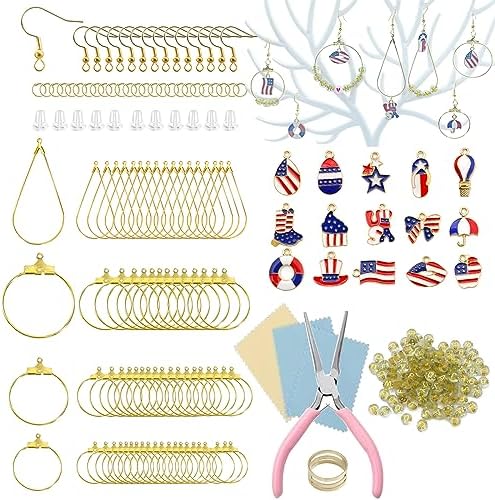 XKCWXY Professional 415Pcs Jewelry Making Supplies for Adults - Earring Findings Components with Hoops, Hooks, Jump Rings,Accent Beads and Charms, Craft Tools Included by XKCWXY